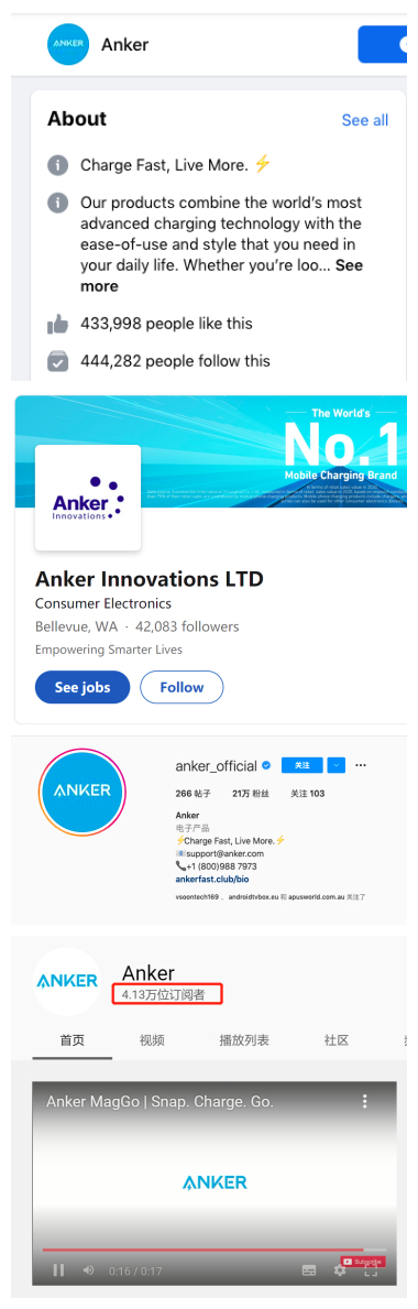 Anker社媒粉丝